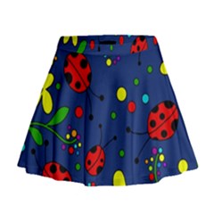 Ladybugs - blue Mini Flare Skirt
