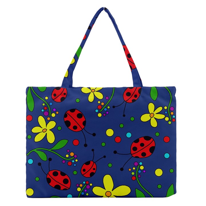 Ladybugs - blue Medium Zipper Tote Bag