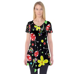 Flowers And Ladybugs Short Sleeve Tunic 
