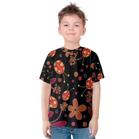 Flowers And Ladybugs 2 Kids  Cotton Tee by Valentinaart