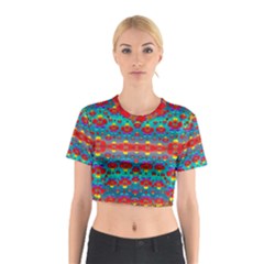Peace Flowers And Rainbows In The Sky Cotton Crop Top by pepitasart