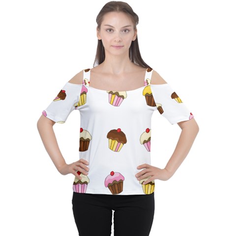 Colorful Cupcakes  Women s Cutout Shoulder Tee by Valentinaart