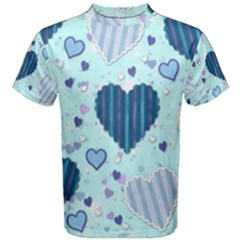 Light And Dark Blue Hearts Men s Cotton Tee by LovelyDesigns4U