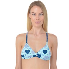 Light and Dark Blue Hearts Reversible Tri Bikini Top