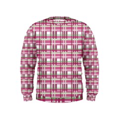 Pink Plaid Pattern Kids  Sweatshirt by Valentinaart