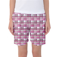 Pink Plaid Pattern Women s Basketball Shorts by Valentinaart