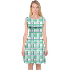 Green Plaid Pattern Capsleeve Midi Dress by Valentinaart