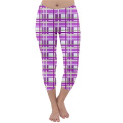 Purple Plaid Pattern Capri Winter Leggings  by Valentinaart