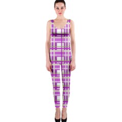 Purple Plaid Pattern Onepiece Catsuit by Valentinaart