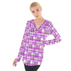 Purple Plaid Pattern Women s Tie Up Tee by Valentinaart