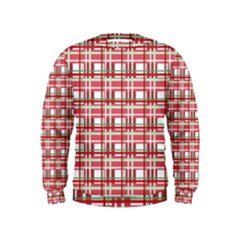 Red Plaid Pattern Kids  Sweatshirt by Valentinaart