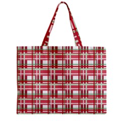 Red Plaid Pattern Zipper Mini Tote Bag by Valentinaart