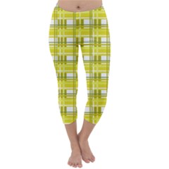 Yellow Plaid Pattern Capri Winter Leggings  by Valentinaart