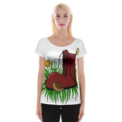 Boot In The Grass Women s Cap Sleeve Top by Valentinaart