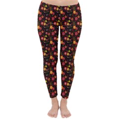 Exotic Colorful Flower Pattern  Classic Winter Leggings by Brittlevirginclothing