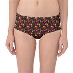 Exotic Colorful Flower Pattern  Mid-waist Bikini Bottoms by Brittlevirginclothing