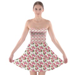 Gorgeous Pink Flower Pattern Strapless Bra Top Dress