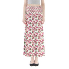 Gorgeous Pink Flower Pattern Maxi Skirts