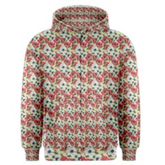 Gorgeous Red Flower Pattern  Men s Zipper Hoodie by Brittlevirginclothing