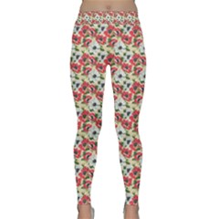 Gorgeous Red Flower Pattern  Classic Yoga Leggings by Brittlevirginclothing