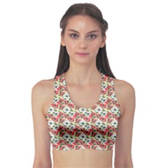 Gorgeous Red Flower Pattern  Sports Bra by Brittlevirginclothing