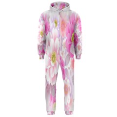 Cute Pink Flower Pattern  Hooded Jumpsuit (men)  by Brittlevirginclothing