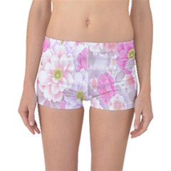 Cute Pink Flower Pattern  Boyleg Bikini Bottoms by Brittlevirginclothing