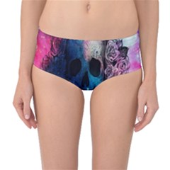 Colorful Space Skull Pattern Mid-waist Bikini Bottoms by Brittlevirginclothing