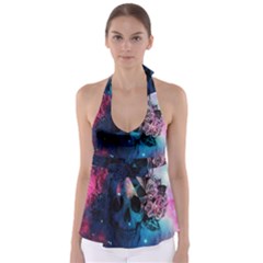 Colorful Space Skull Pattern Babydoll Tankini Top by Brittlevirginclothing