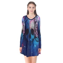 Colorful Space Skull Pattern Flare Dress by Brittlevirginclothing