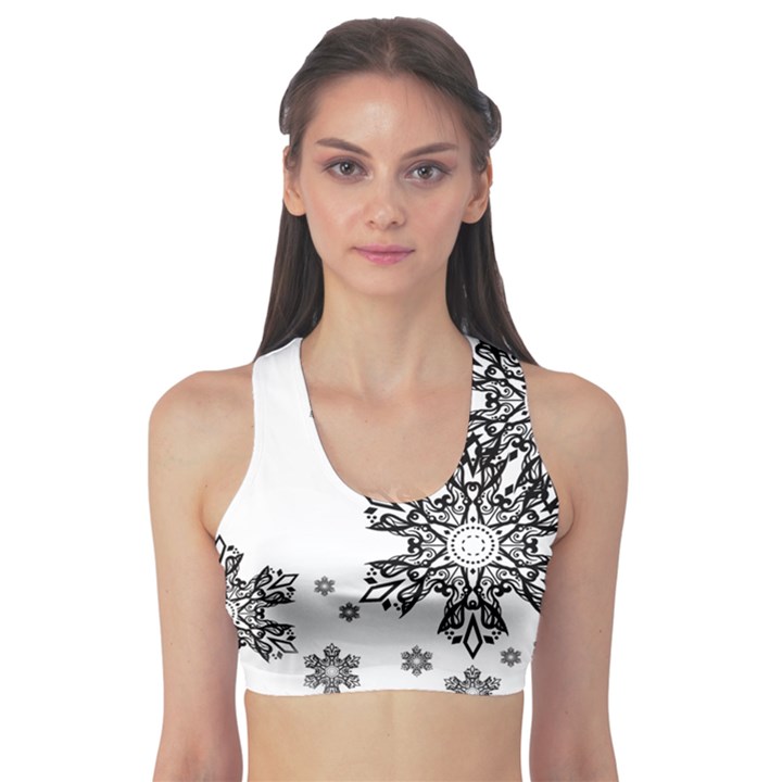 Black and white snowflakes Sports Bra