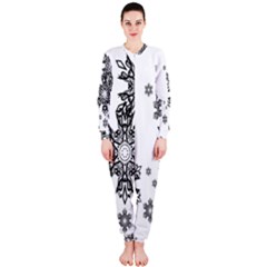 Black And White Snowflakes Onepiece Jumpsuit (ladies)  by Brittlevirginclothing