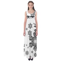 Black And White Snowflakes Empire Waist Maxi Dress by Brittlevirginclothing