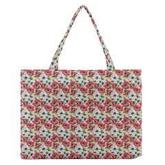 Gorgeous Red Flower Pattern  Medium Zipper Tote Bag by Brittlevirginclothing