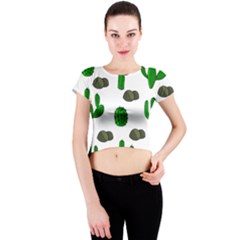 Cactuses 3 Crew Neck Crop Top by Valentinaart