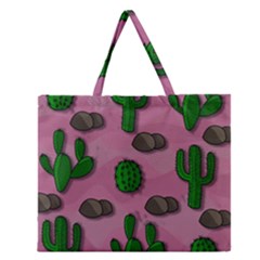 Cactuses 2 Zipper Large Tote Bag by Valentinaart