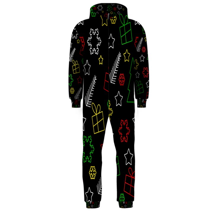 Colorful Xmas pattern Hooded Jumpsuit (Men) 