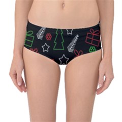 Green And  Red Xmas Pattern Mid-waist Bikini Bottoms by Valentinaart