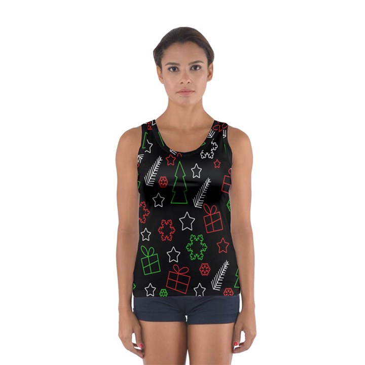 Green and  red Xmas pattern Women s Sport Tank Top 