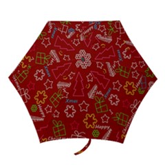 Red Xmas Pattern Mini Folding Umbrellas