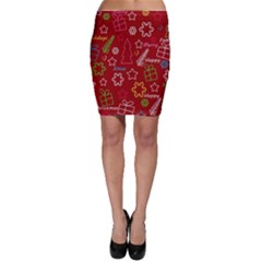 Red Xmas Pattern Bodycon Skirt by Valentinaart