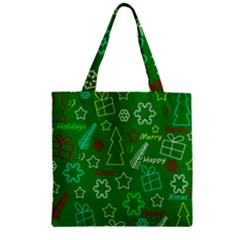 Green Xmas Pattern Zipper Grocery Tote Bag by Valentinaart