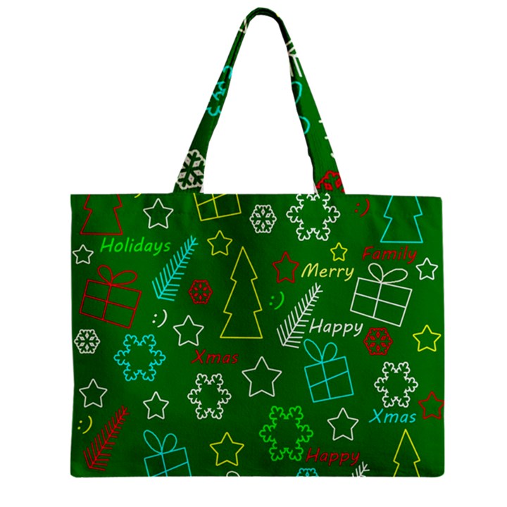 Green Xmas pattern Zipper Mini Tote Bag