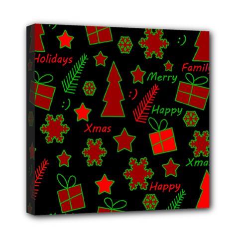 Red And Green Xmas Pattern Mini Canvas 8  X 8  by Valentinaart