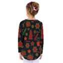 Red and green Xmas pattern Kids  Long Sleeve Tee View2