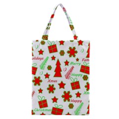 Red And Green Christmas Pattern Classic Tote Bag by Valentinaart