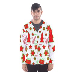 Red And Green Christmas Pattern Hooded Wind Breaker (men) by Valentinaart