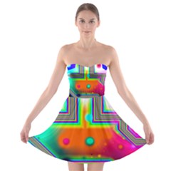 Crossroads Of Awakening, Abstract Rainbow Doorway  Strapless Bra Top Dress by DianeClancy