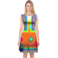 Crossroads Of Awakening, Abstract Rainbow Doorway  Capsleeve Midi Dress by DianeClancy