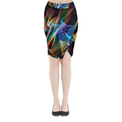 Aurora Ribbons, Abstract Rainbow Veils  Midi Wrap Pencil Skirt by DianeClancy